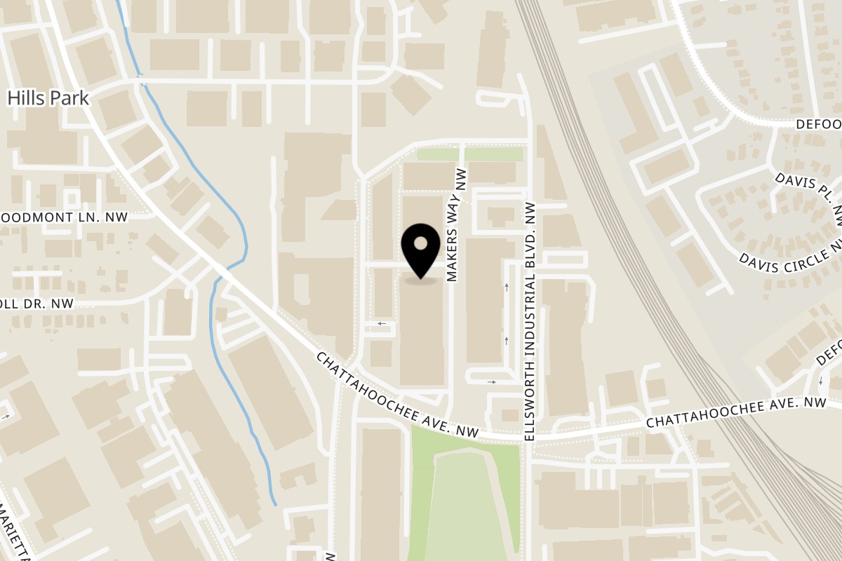 Map showing the location of Taqueria La Luz on 1235 Chattahoochee Ave NW Ste 130 in Atlanta